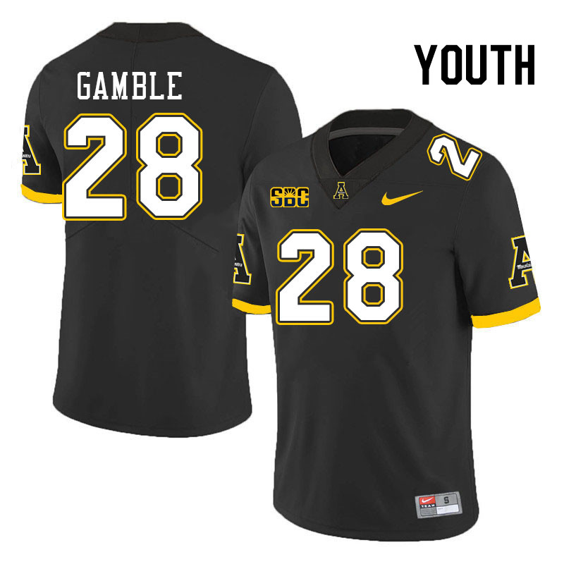 Youth #28 Zyeir Gamble Appalachian State Mountaineers College Football Jerseys Stitched Sale-Black